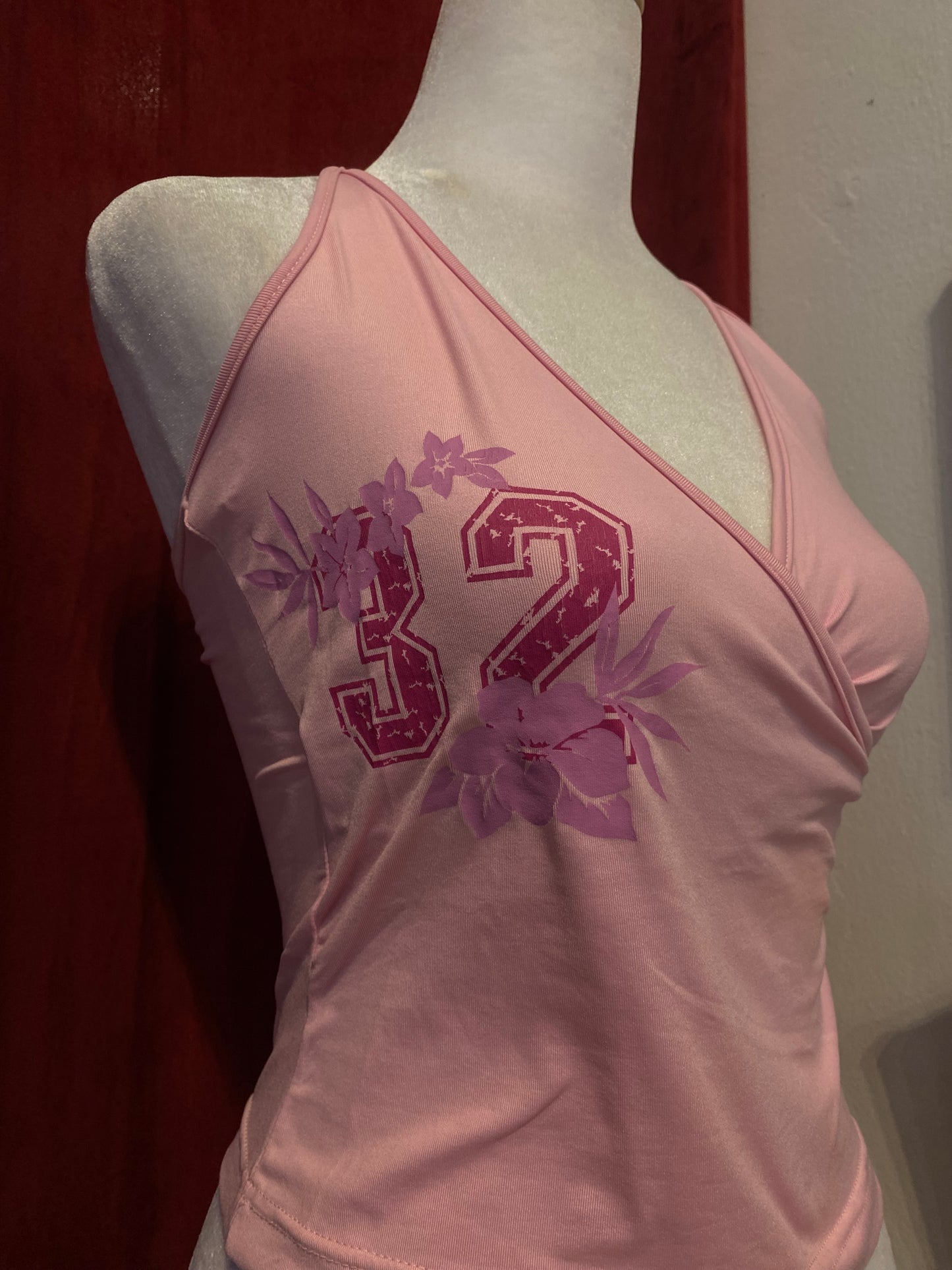 Pink graphic halter top 🌸