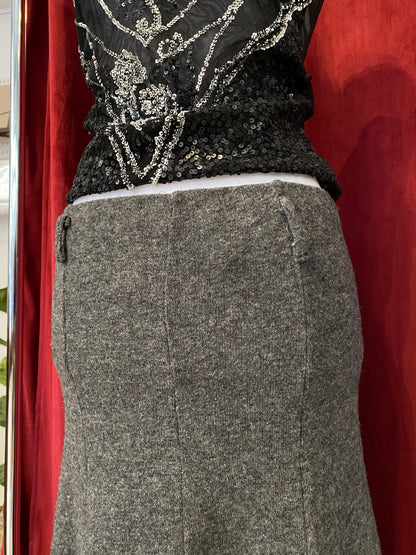 Grey mohair midi ruffled skirt