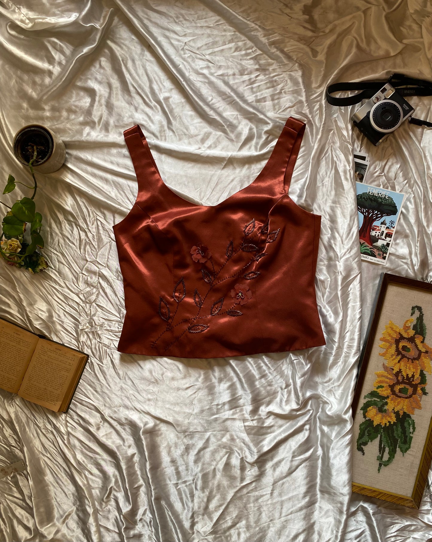 Brand new handbeaded corset liquid organza