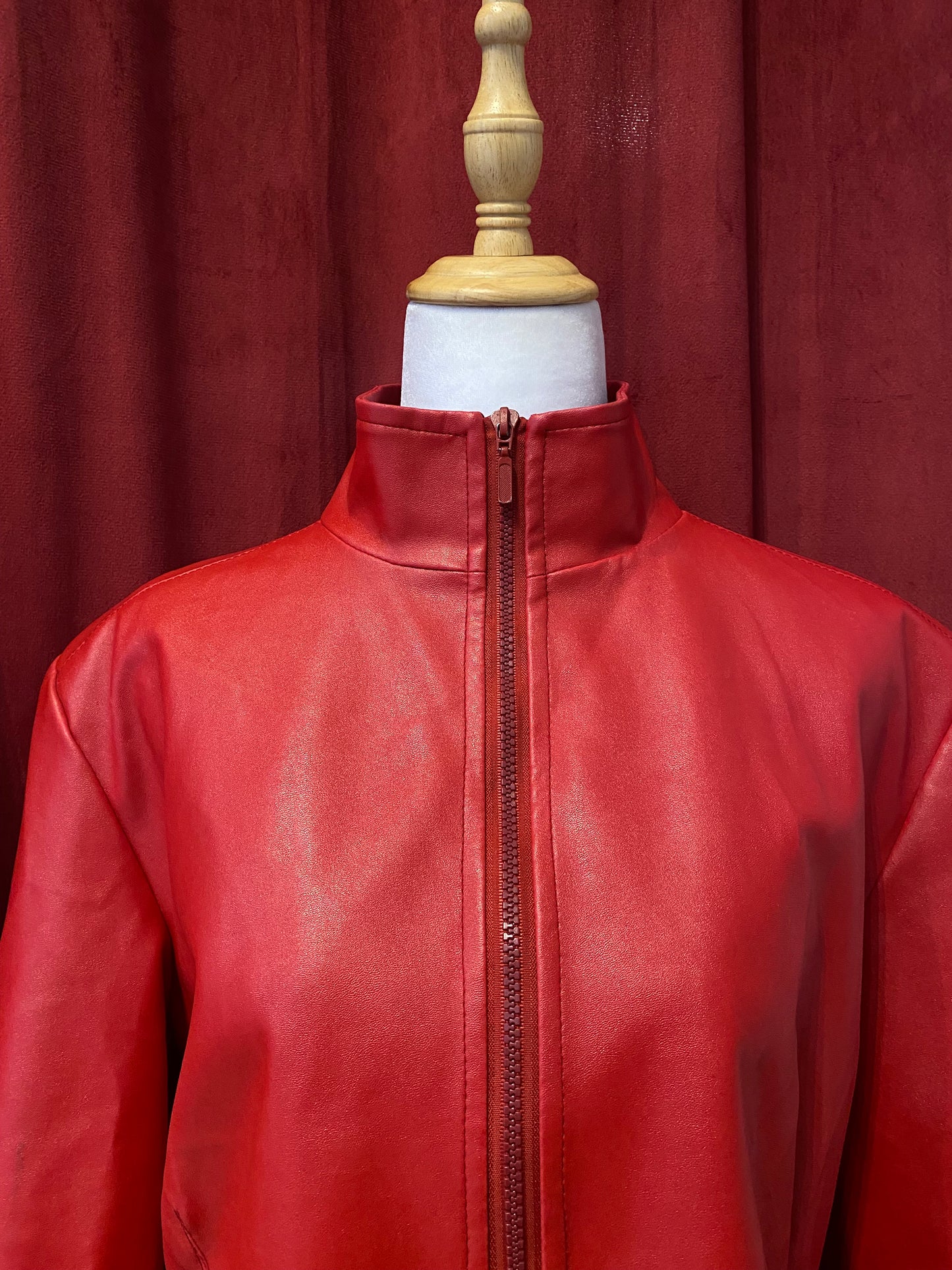 Vegan leather red biker jacket 💋