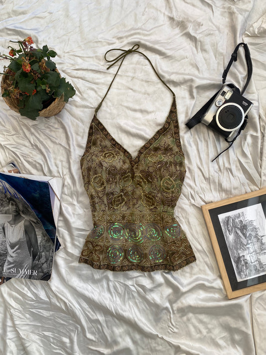100% silk aftershock green corset 🧚