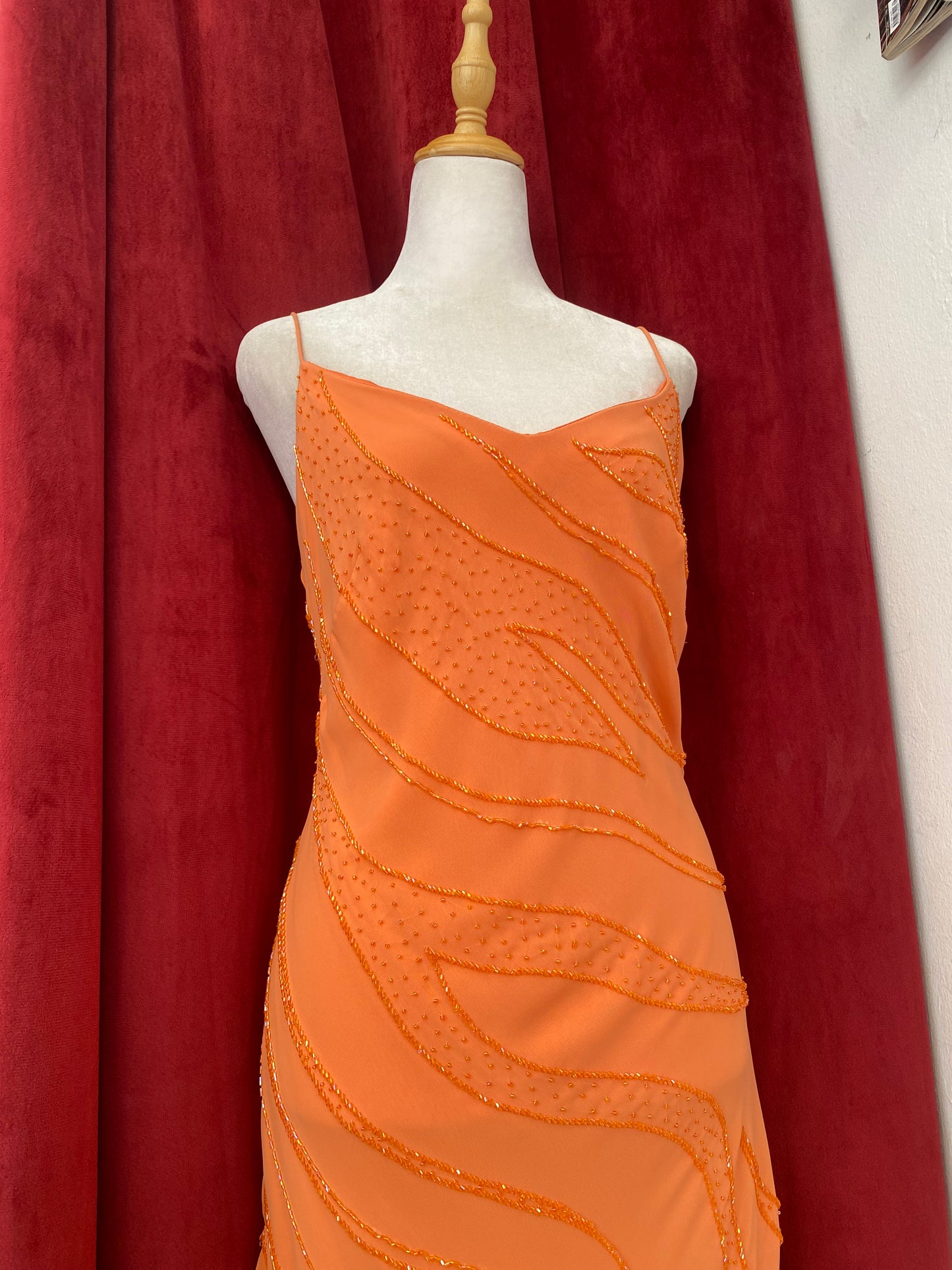 Tangerine handbeaded gown
