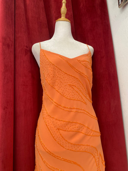 Tangerine handbeaded gown