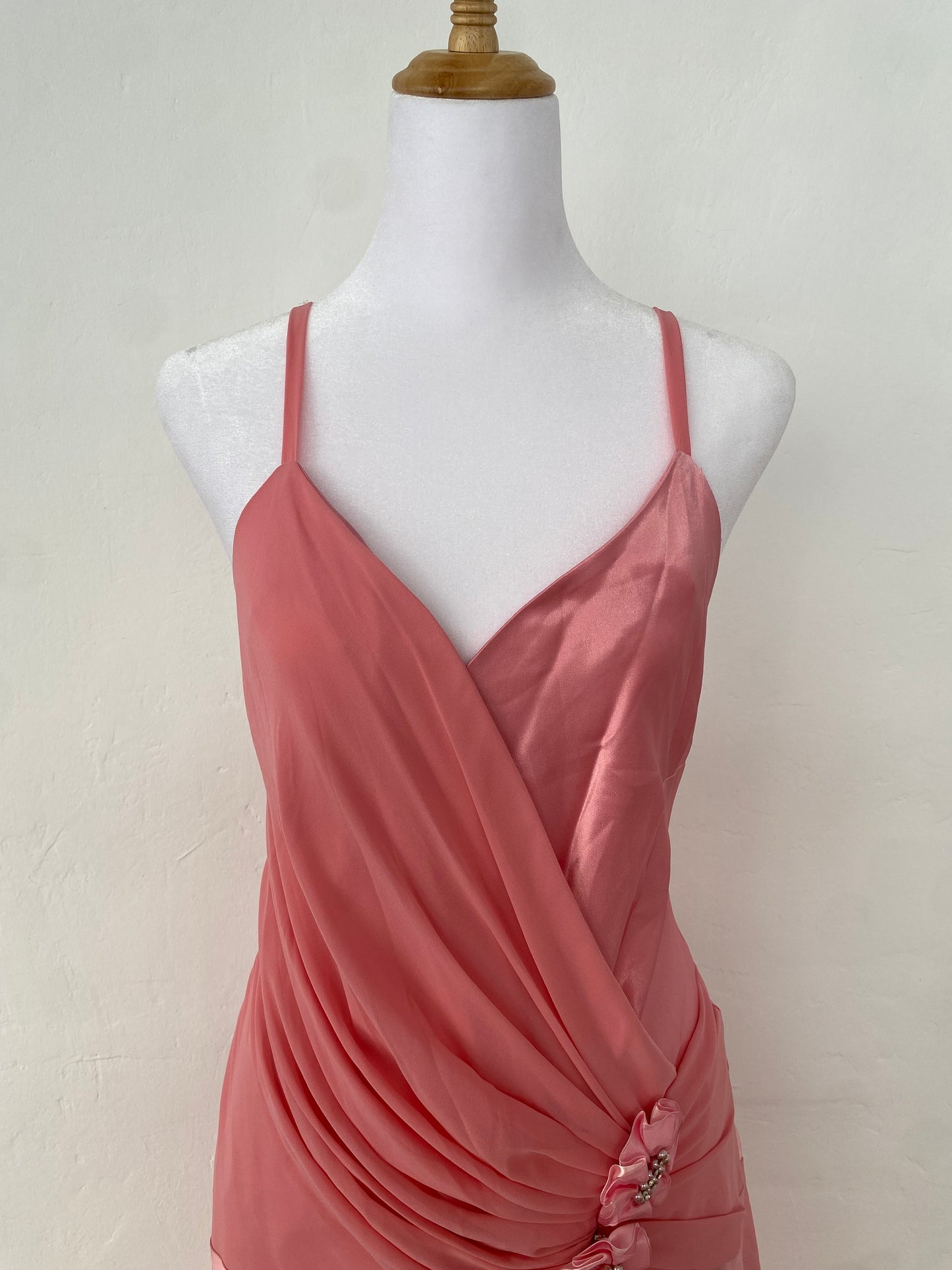 Brand new baby pink satin ruffled dress