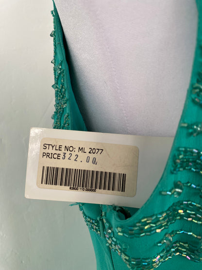100% silk brand new handbeaded turquoise maxi gown