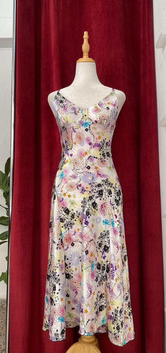 Satin floral dress