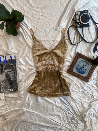 Brand new beige velvet top with bow