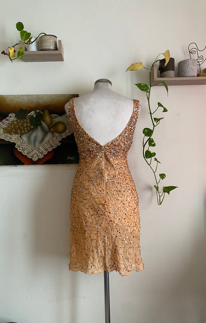100% silk mini sequin dress