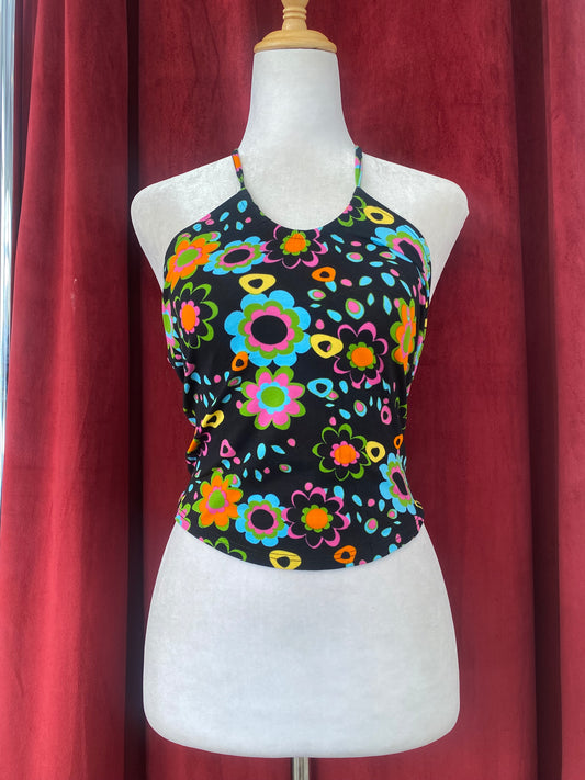 Black floral summer top