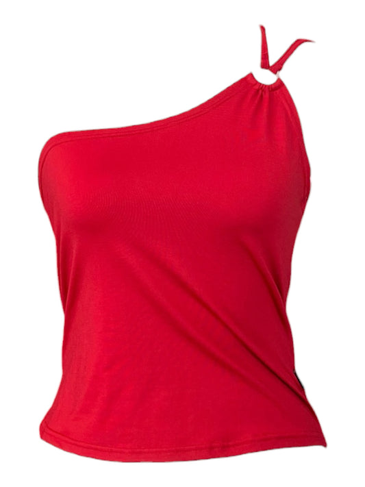 Hot red one shoulder crop top