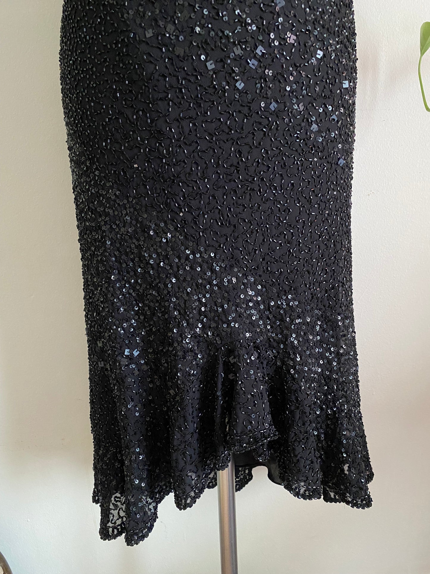 100% silk all over handbeaded black gown