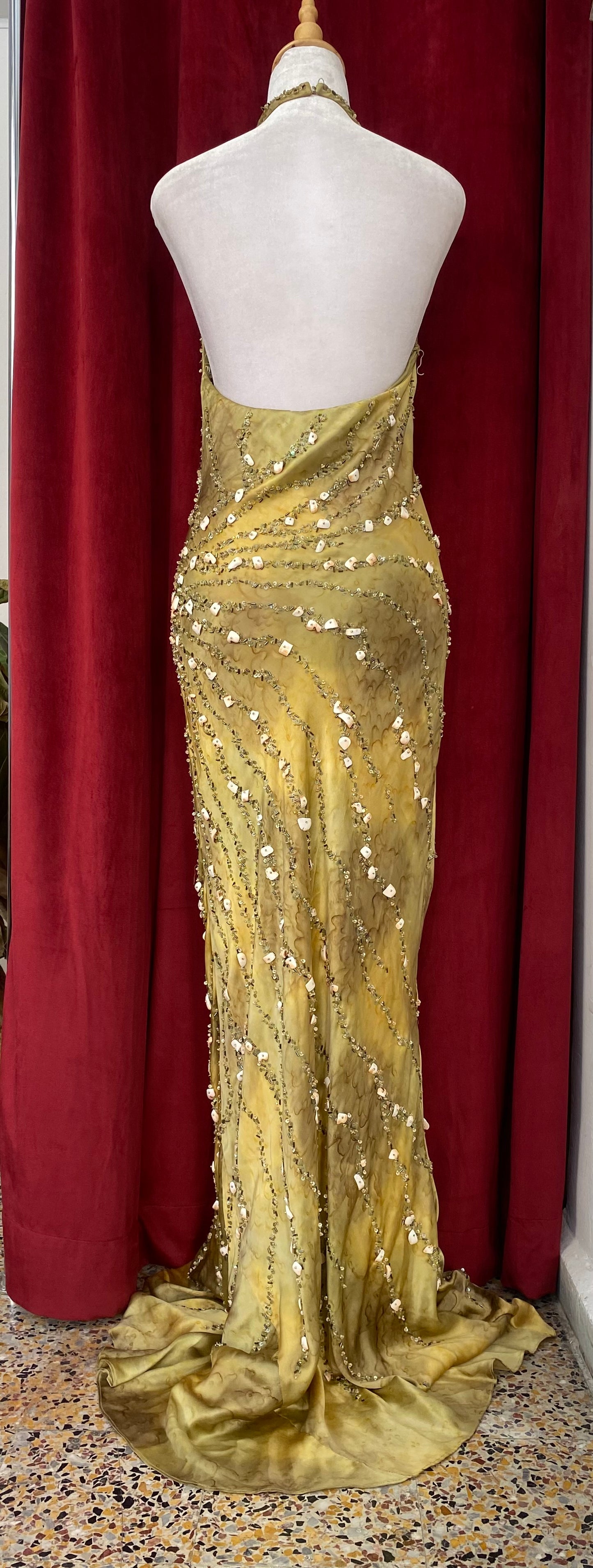 Olive Opulence Crystal Gown