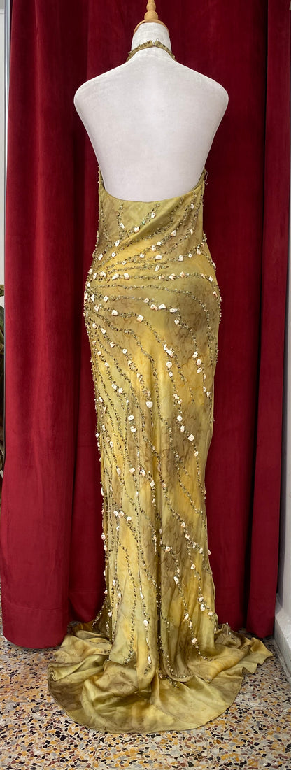 Olive Opulence Crystal Gown