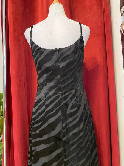 Brand new black velvet dress with zebra details