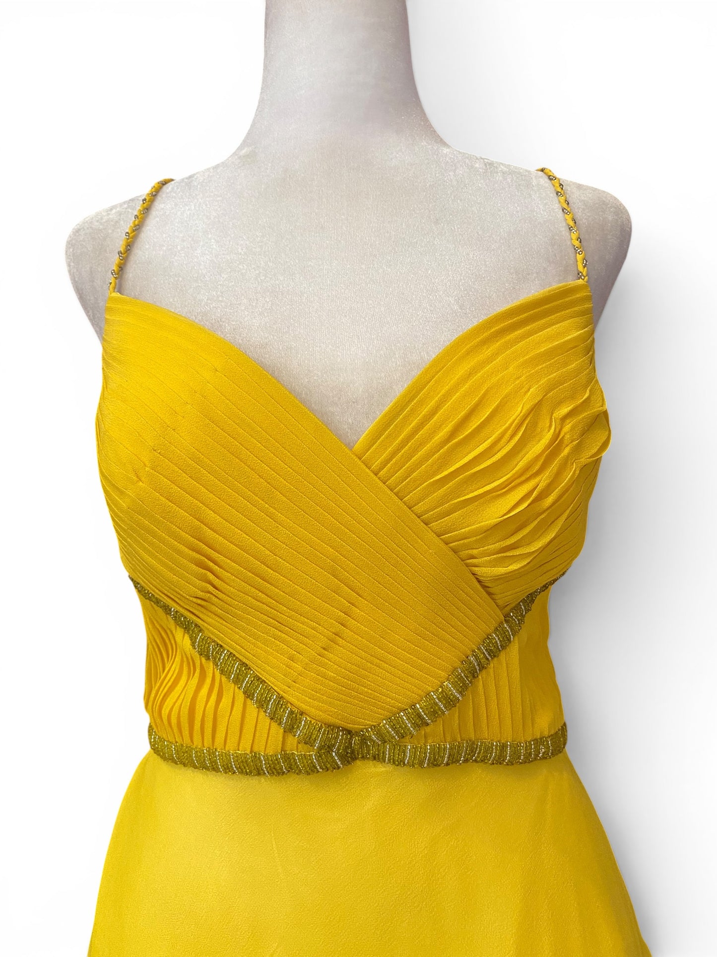 100% silk mini yellow dress