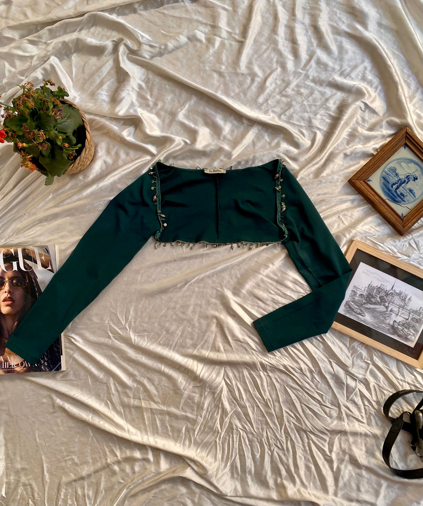 Deep green bejewelled bolero 🐉