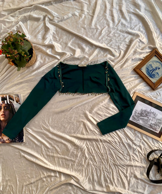 Deep green bejewelled bolero 🐉