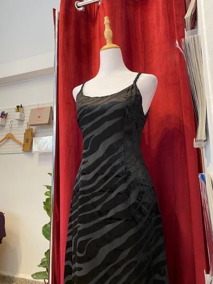 Brand new black velvet dress with zebra details