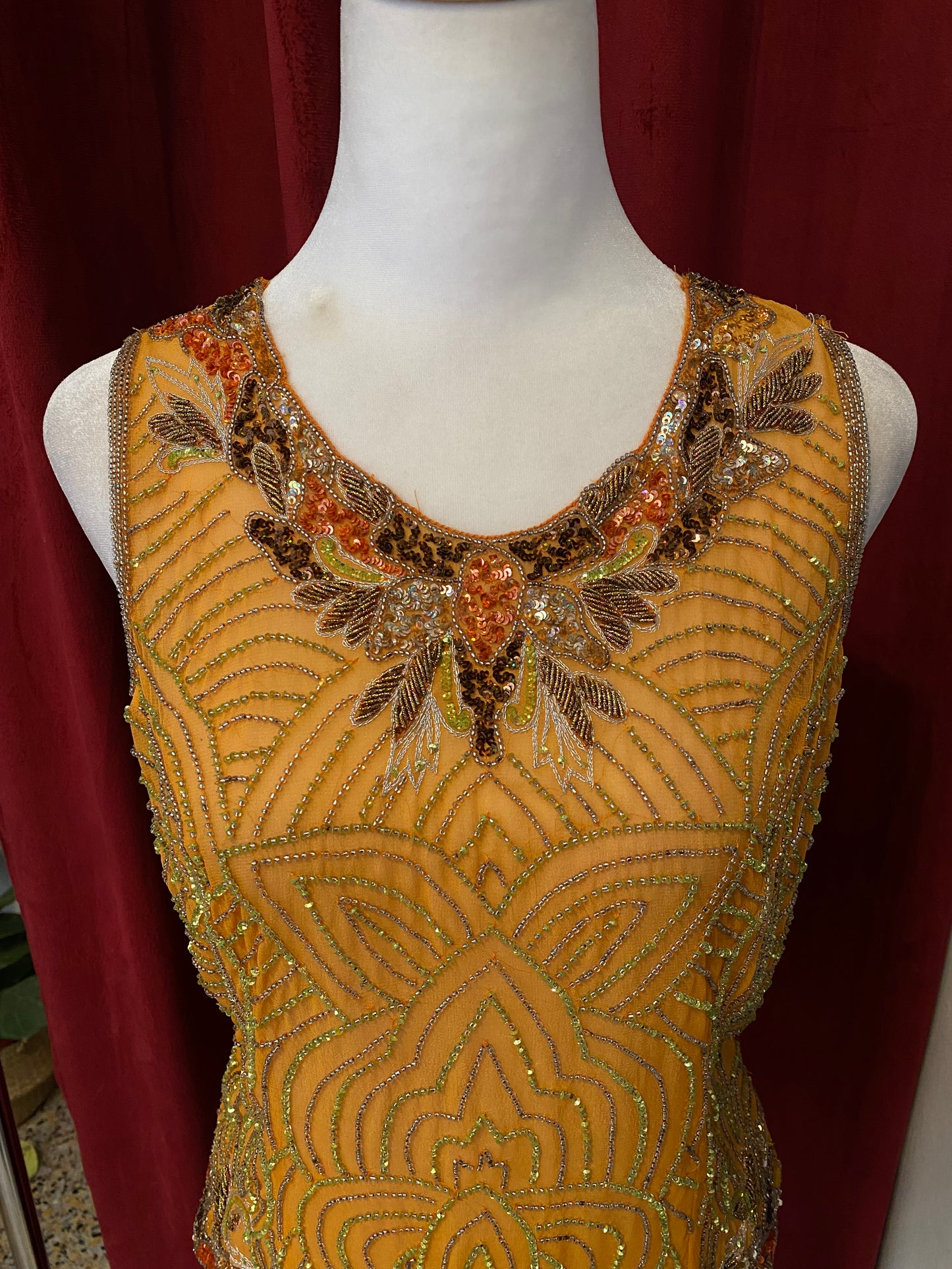 100% silk brand new orange aftershock handbeaded top🧡