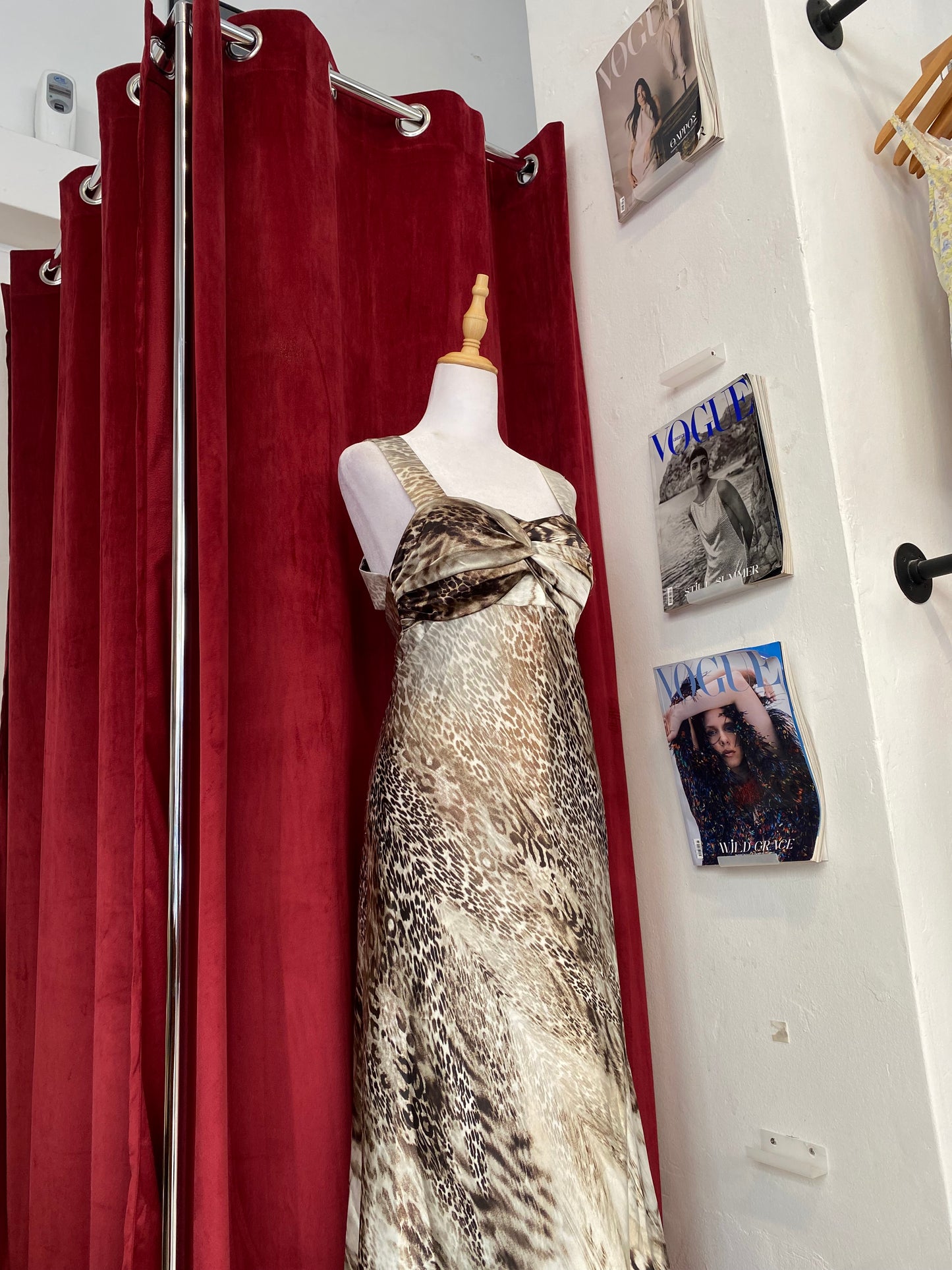 Leopard brand new floor length gown with open back