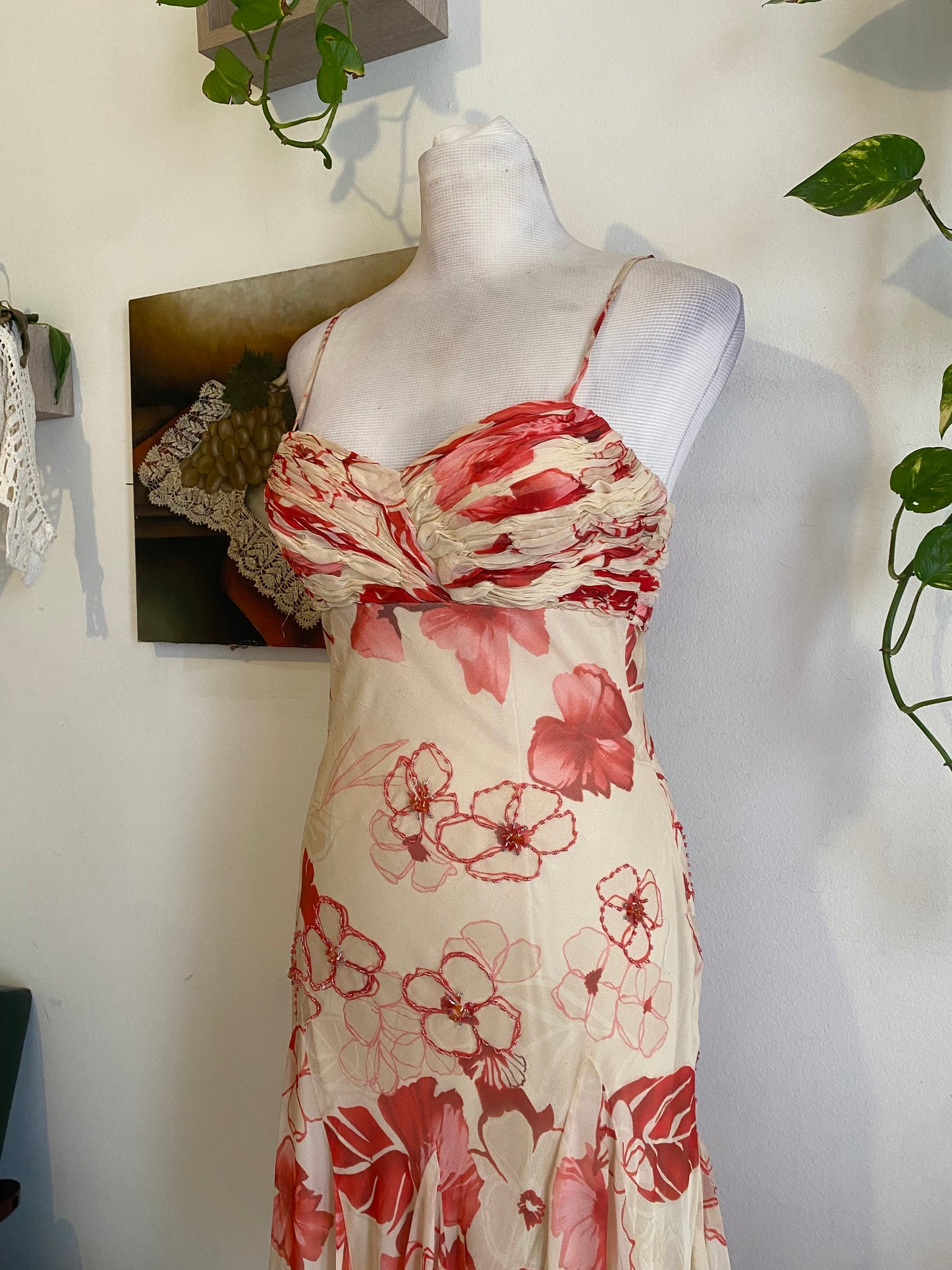 100% silk brand new handbeaded mini dress