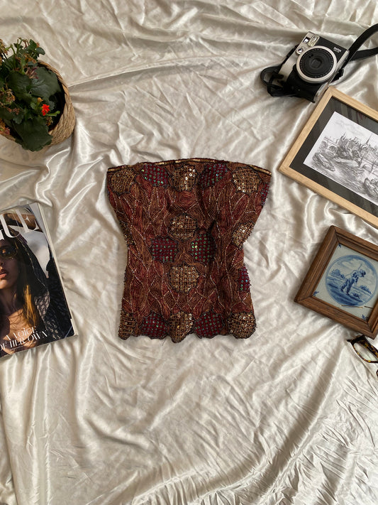 100% silk handbeaded corset ✨