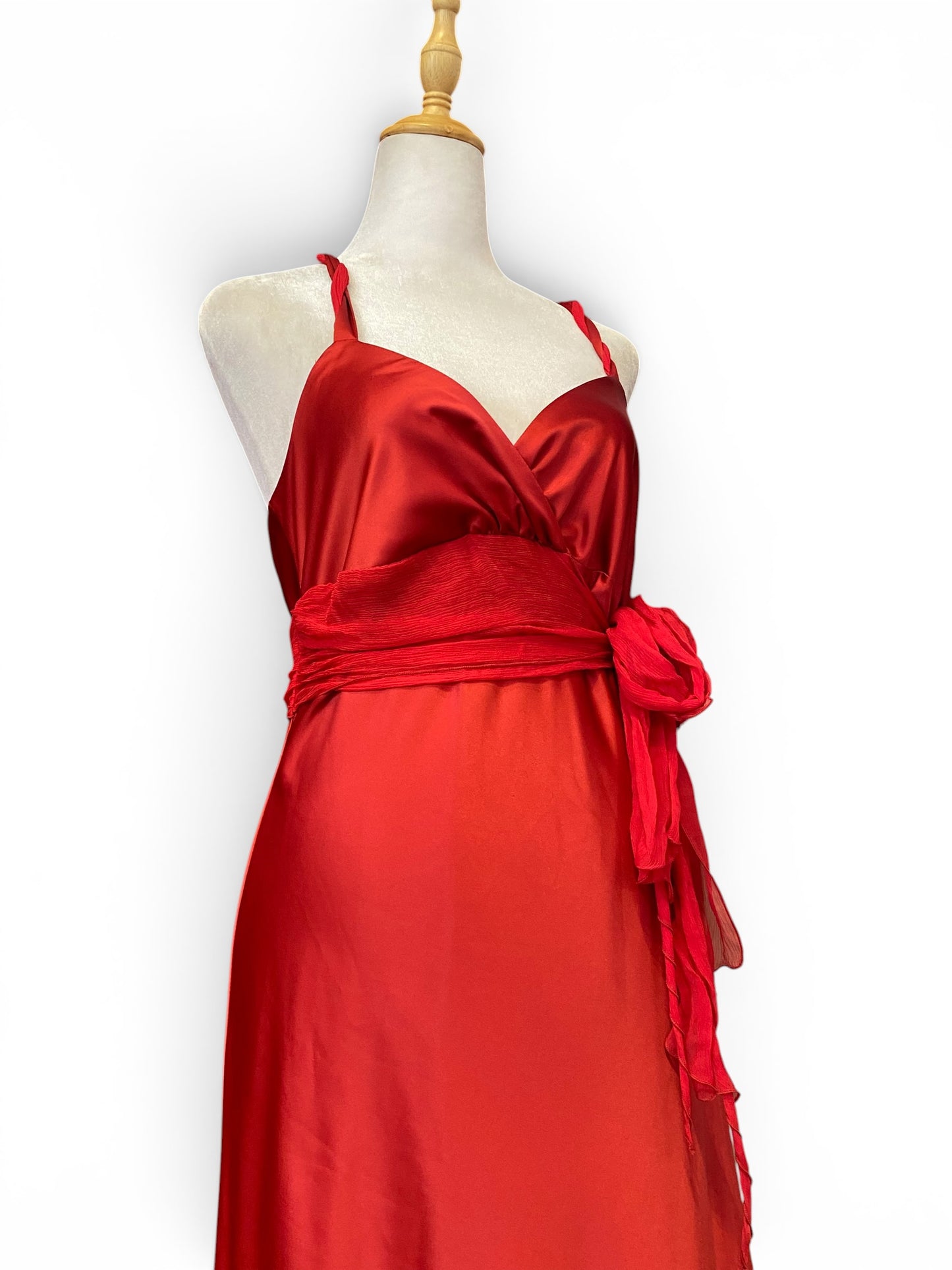 Red wine satin dress