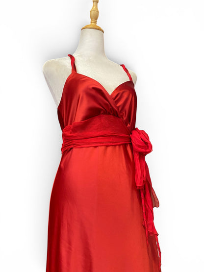 Red wine satin dress