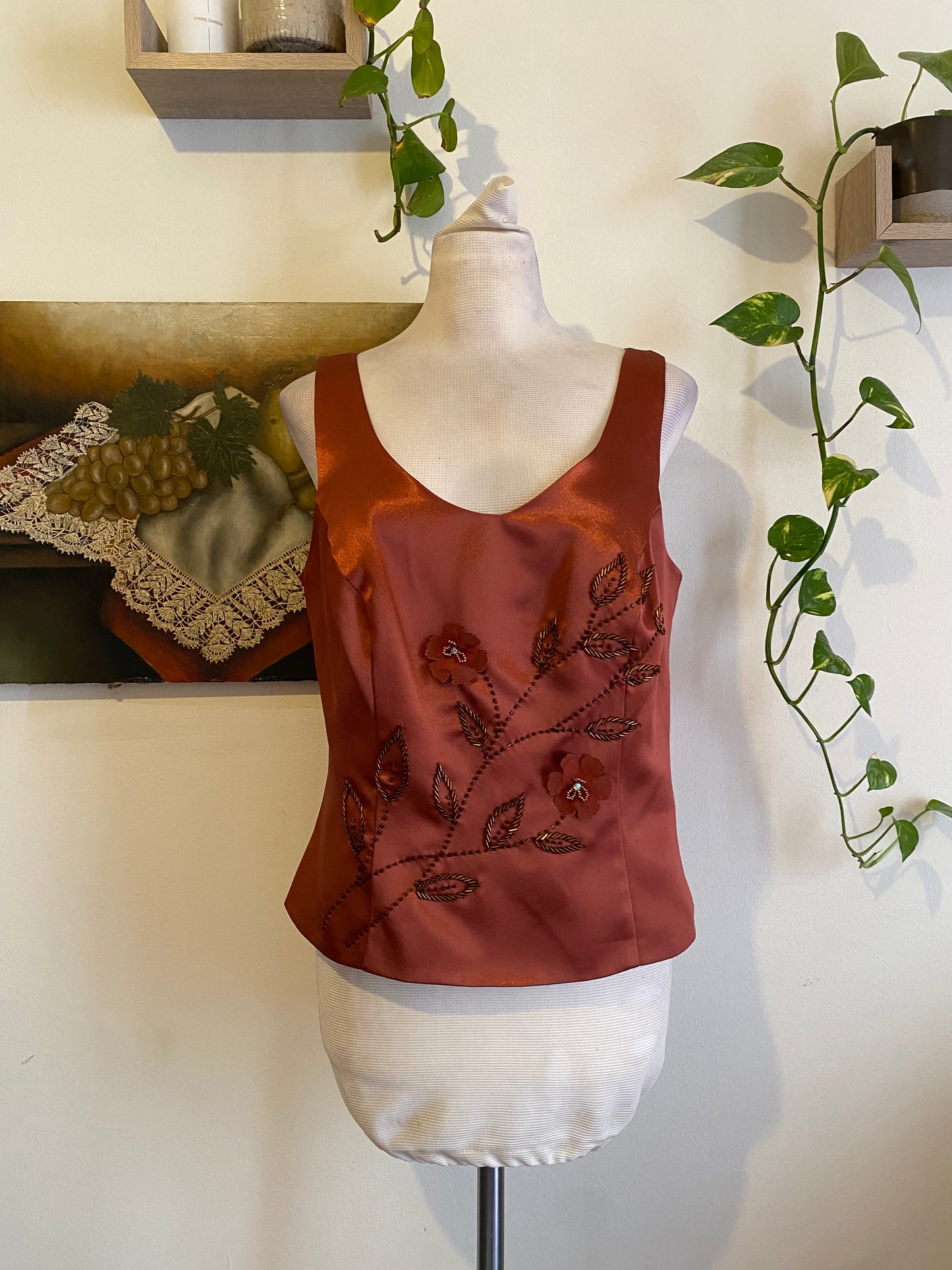 Brand new handbeaded corset liquid organza