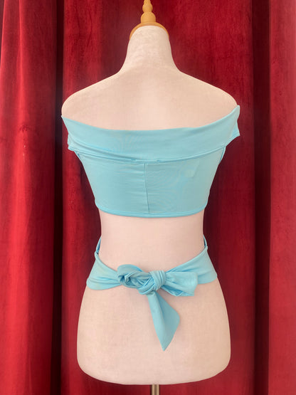 Open back light blue top