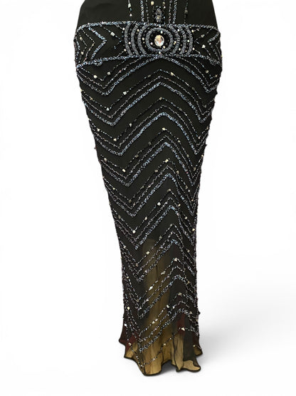 100% silk handbeaded gown