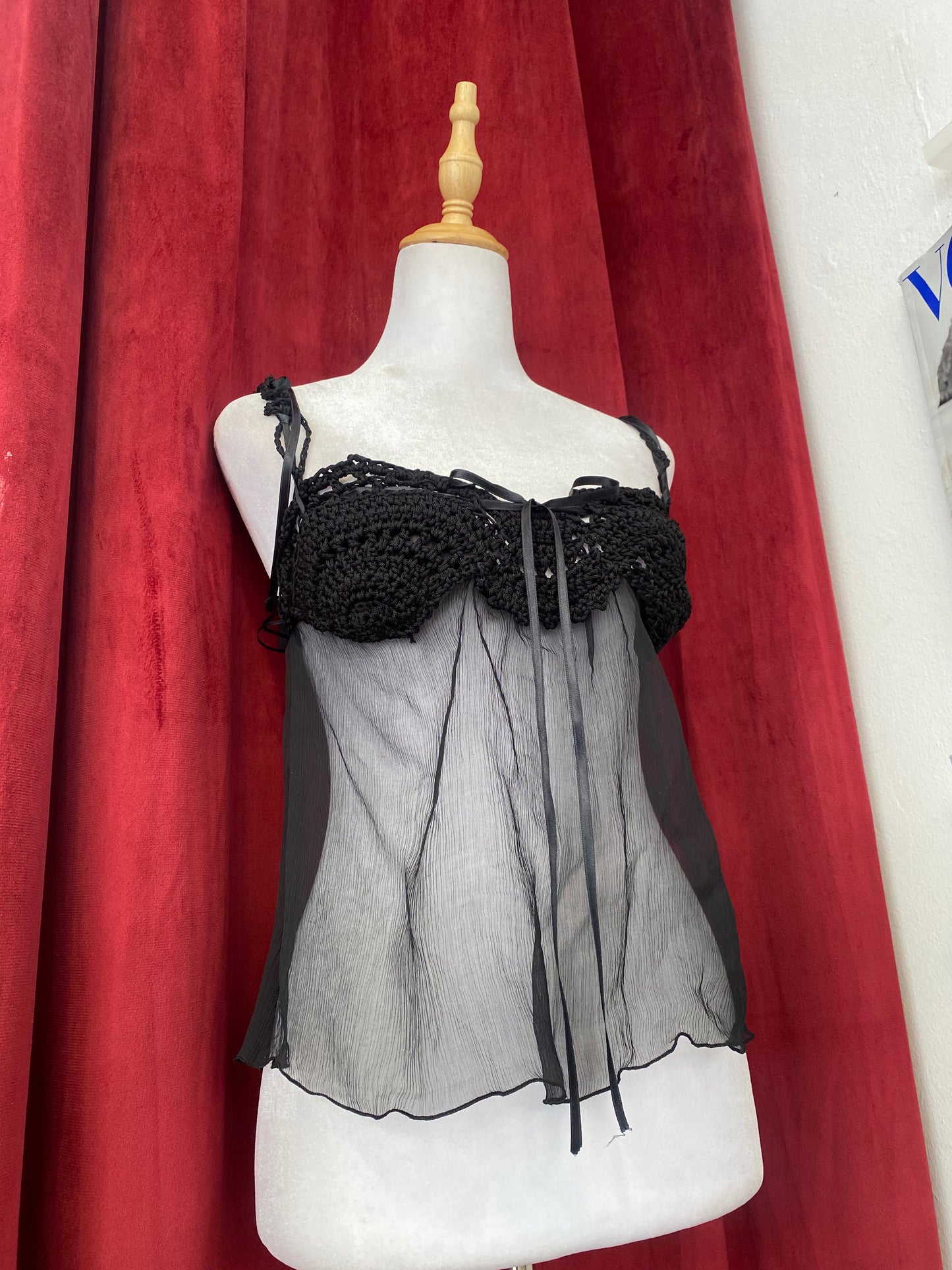 Crochet black see through top 🖤