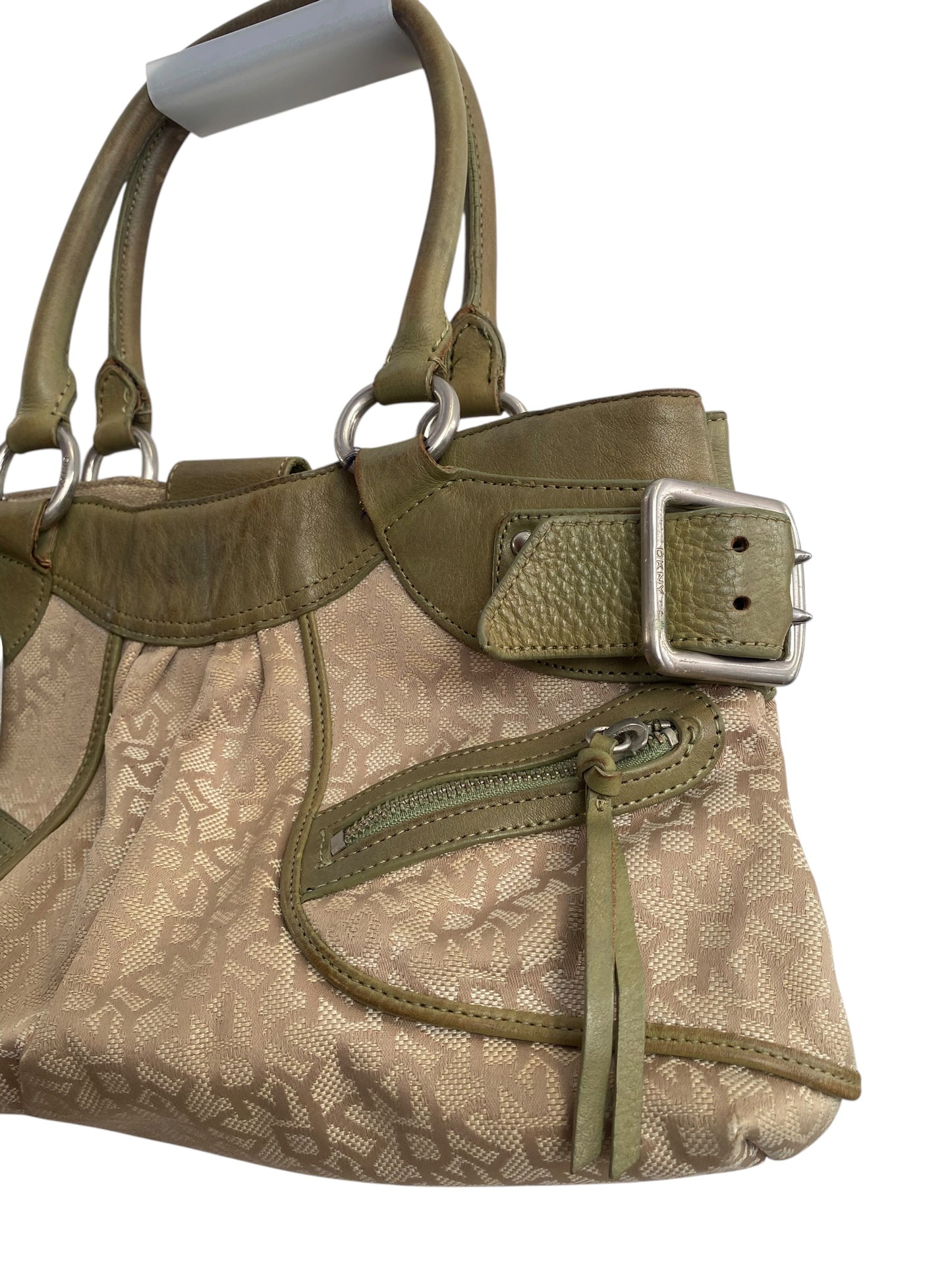 DNKY Green leather canvas bag
