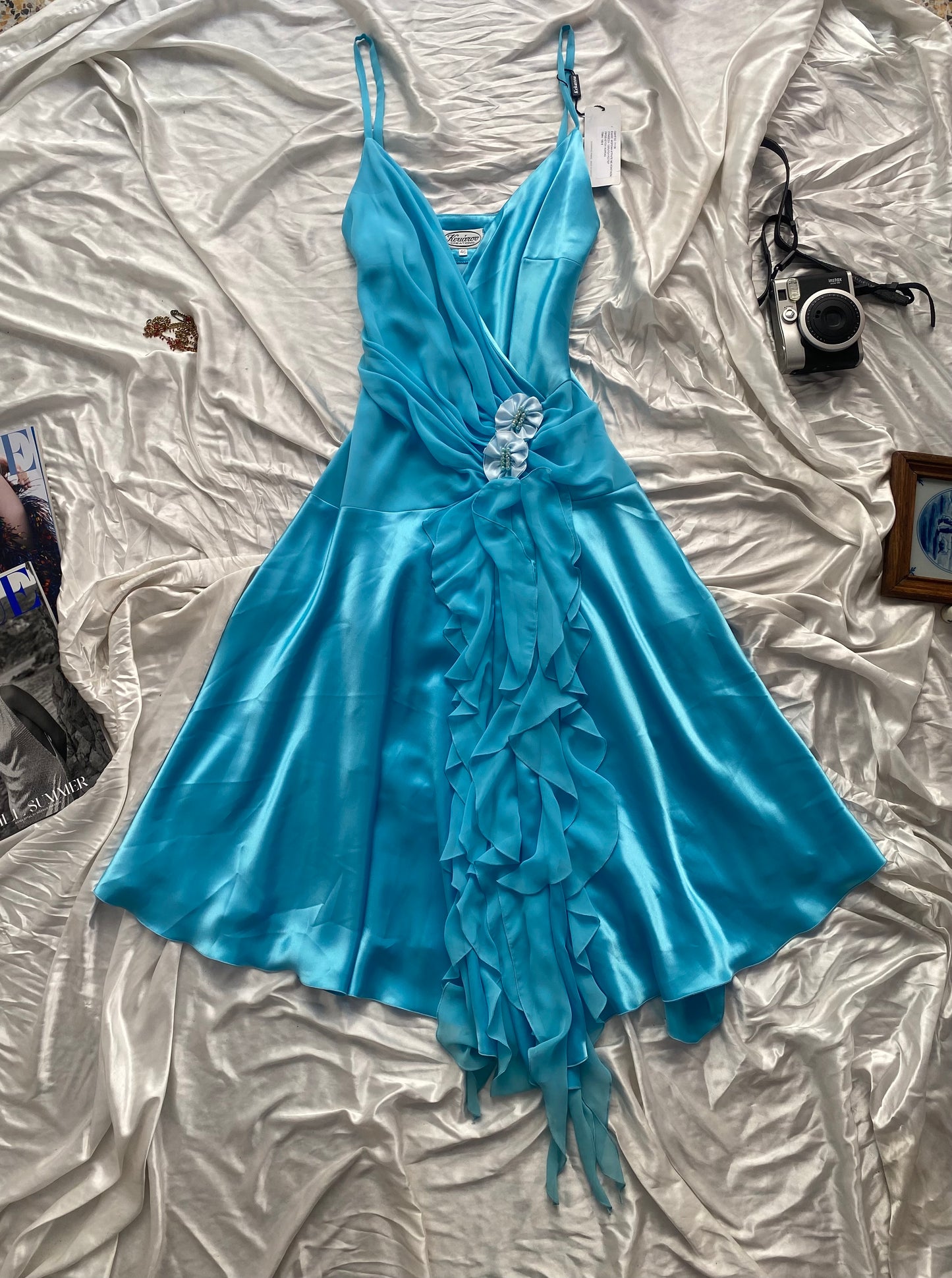 Brand new ethereal blue satin dress
