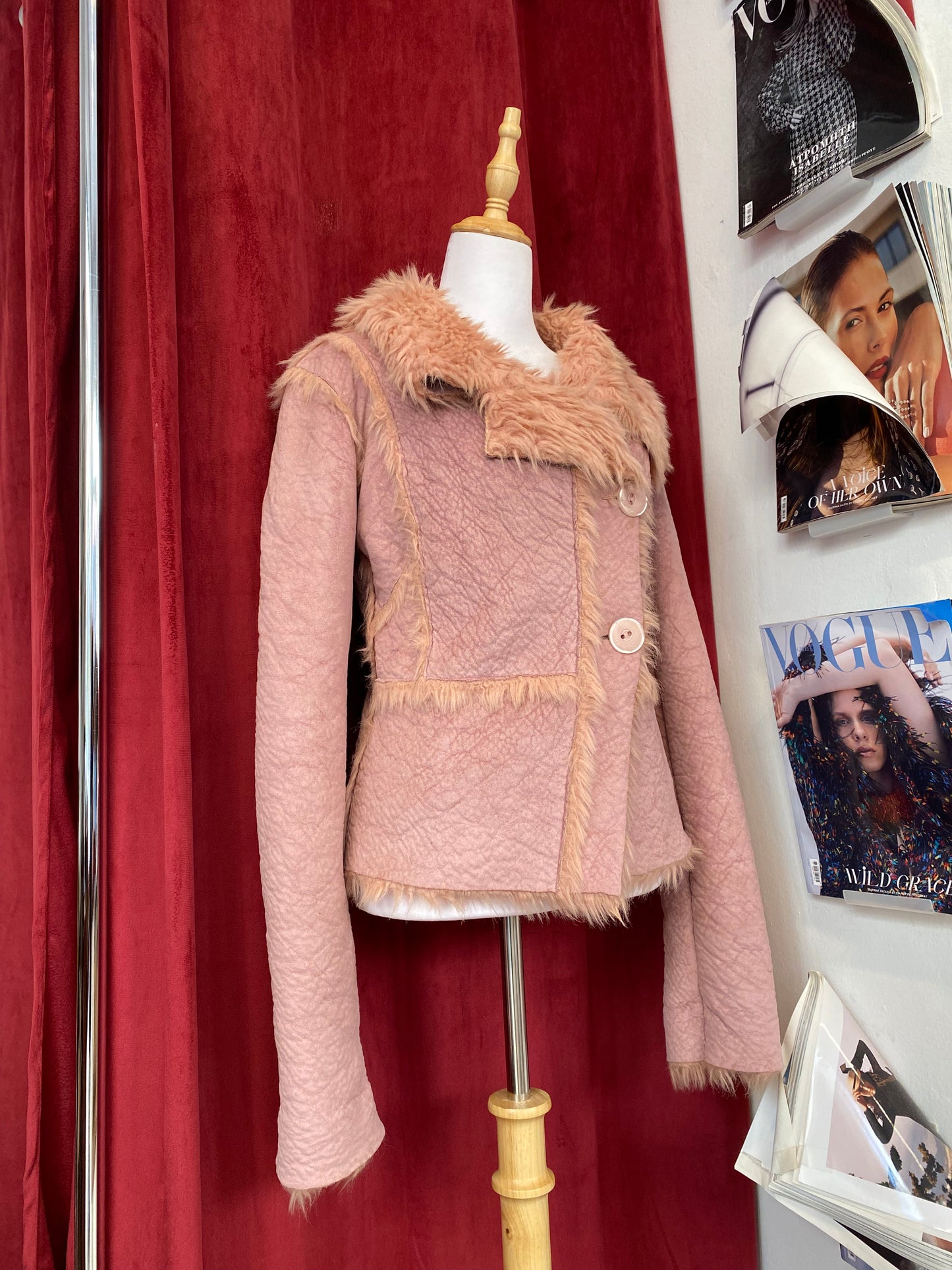 Morgan de toi short pink Afghan coat