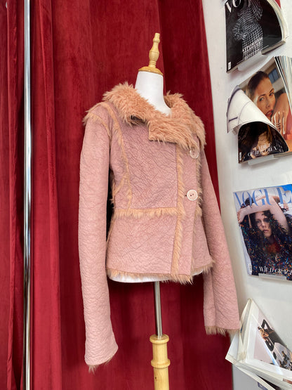 Morgan de toi short pink Afghan coat