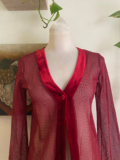 Brand new wine red blouse with velvet details 🍷