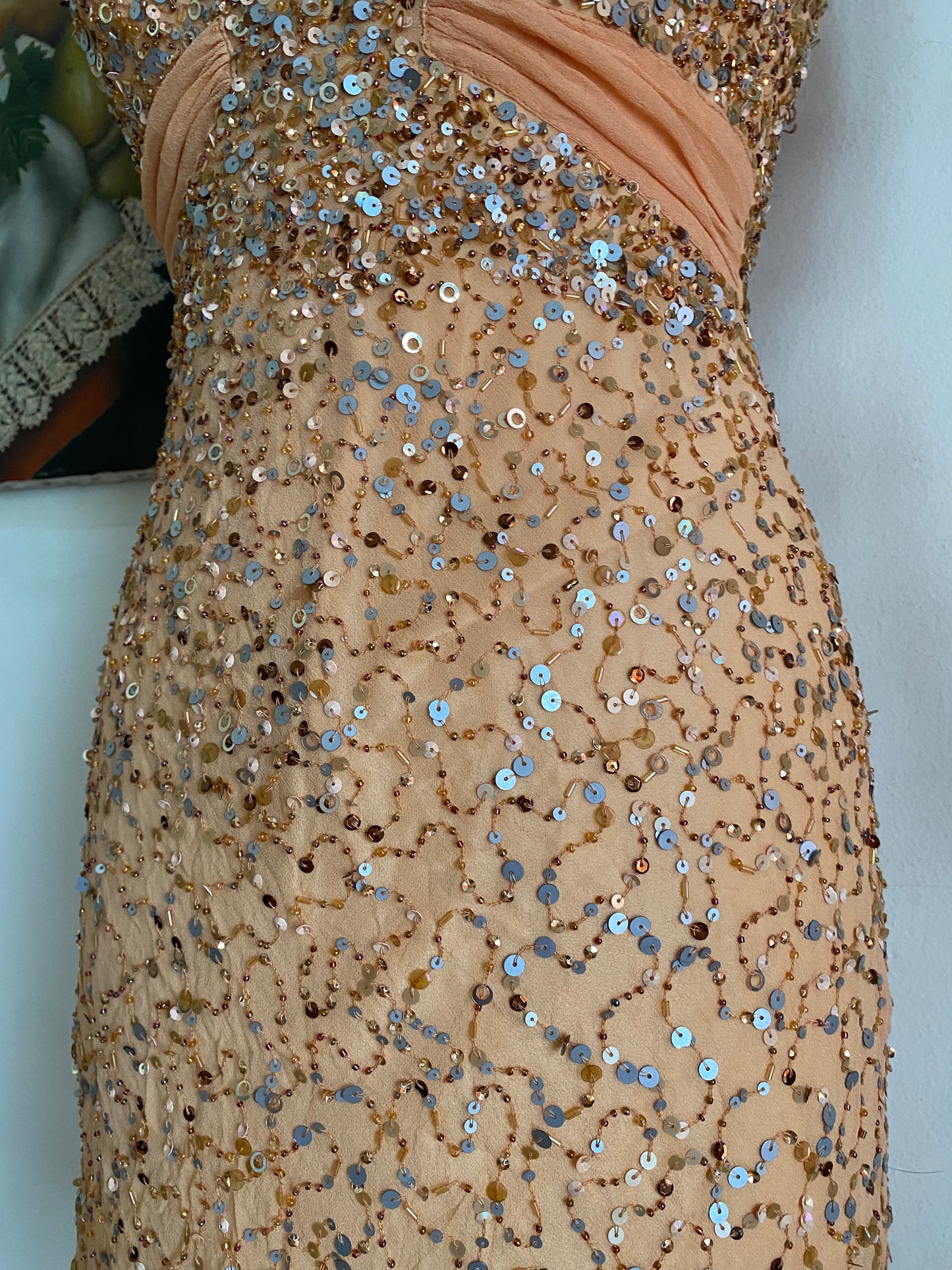 100% silk mini sequin dress