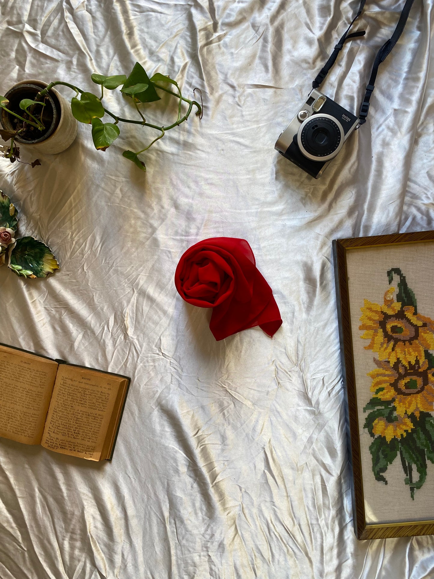 Red silk scarf