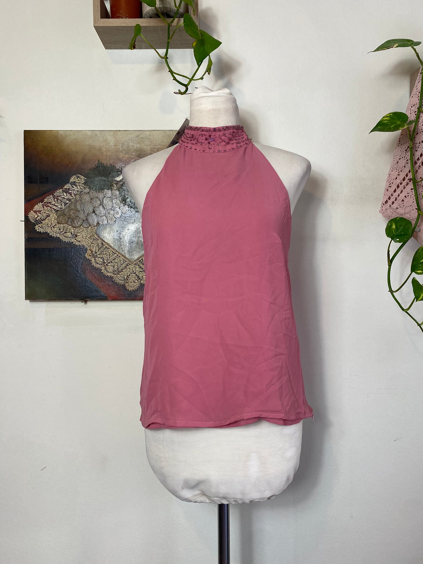 Dusty pink top with sequin details