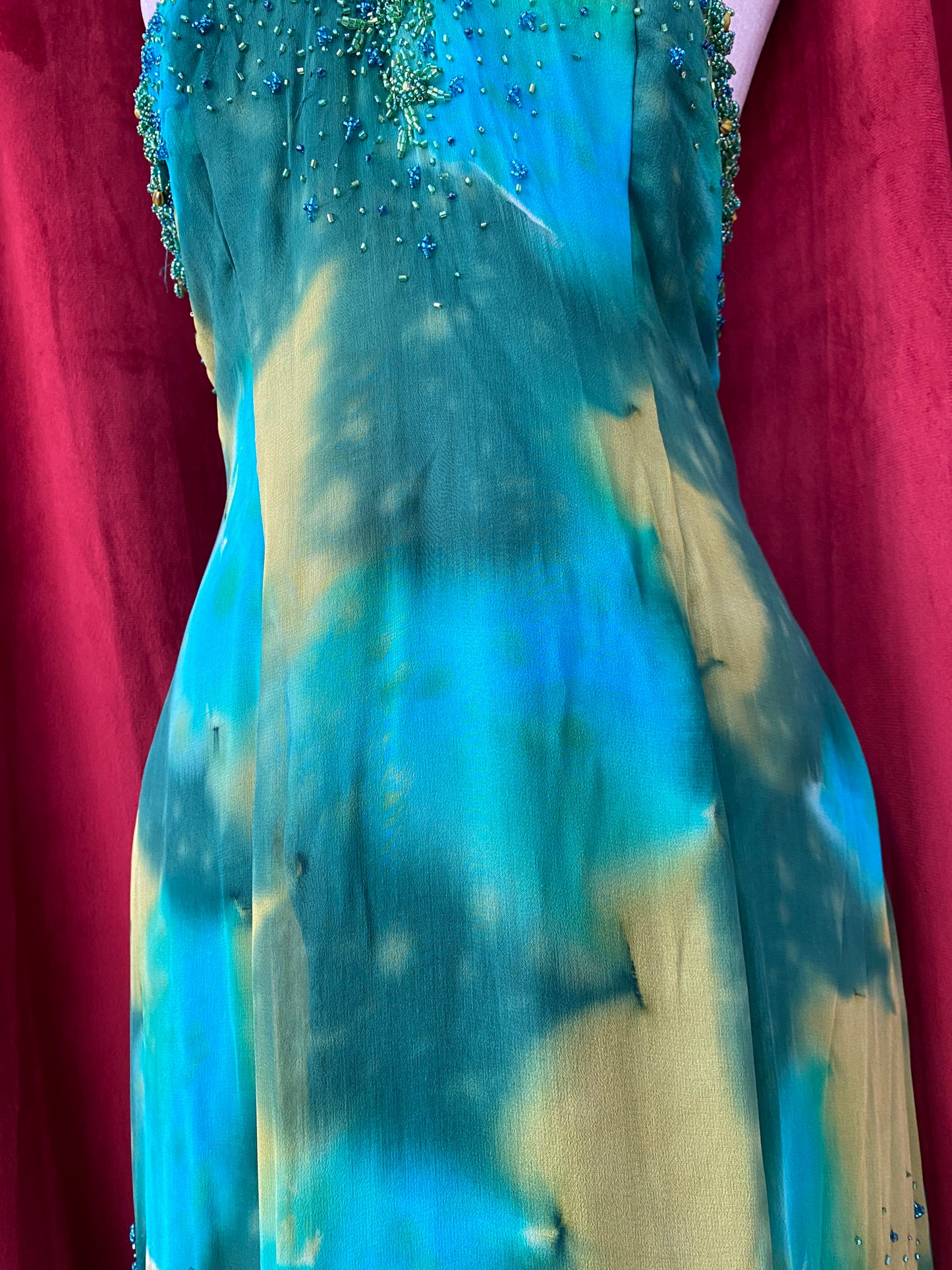 100% silk mermaid handbeaded gown 🧜