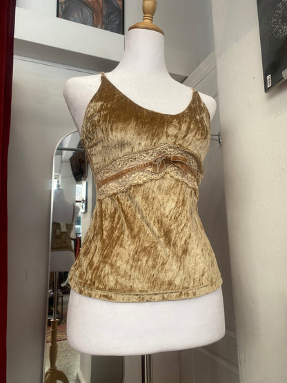 Brand new beige velvet top with bow