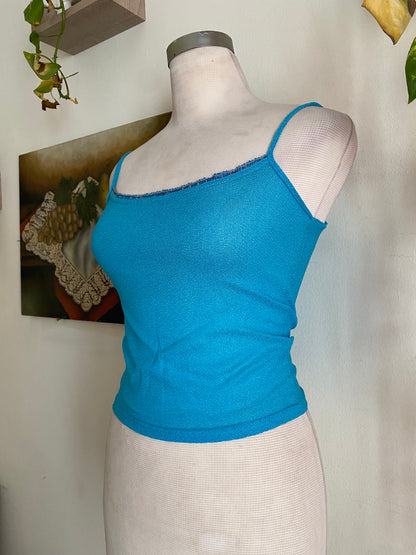 Brand new baby blue crochet like top