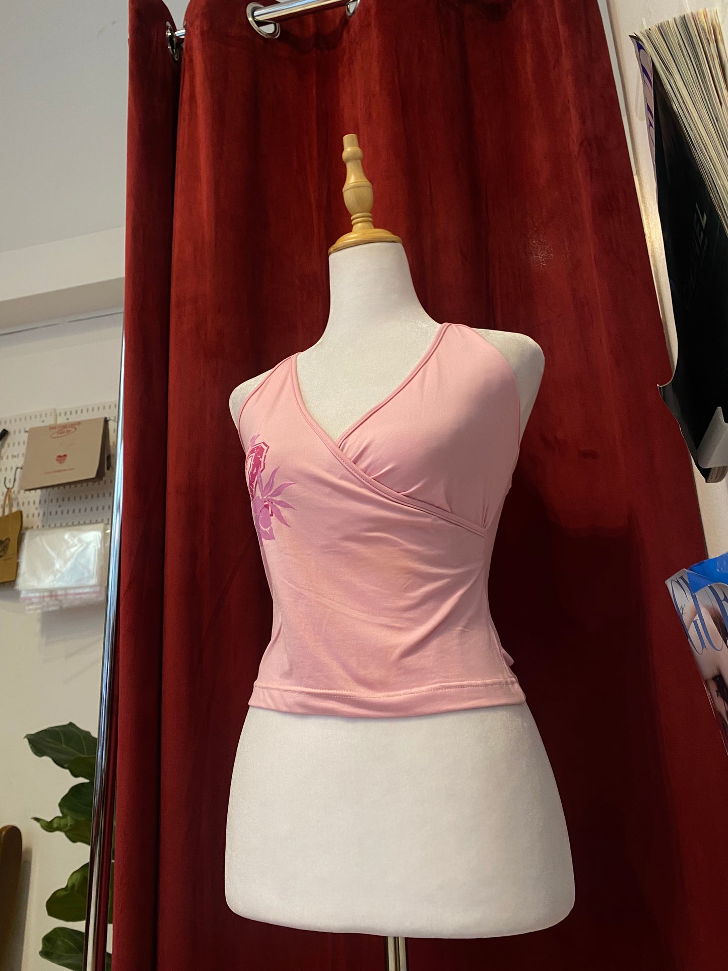 Pink graphic halter top 🌸