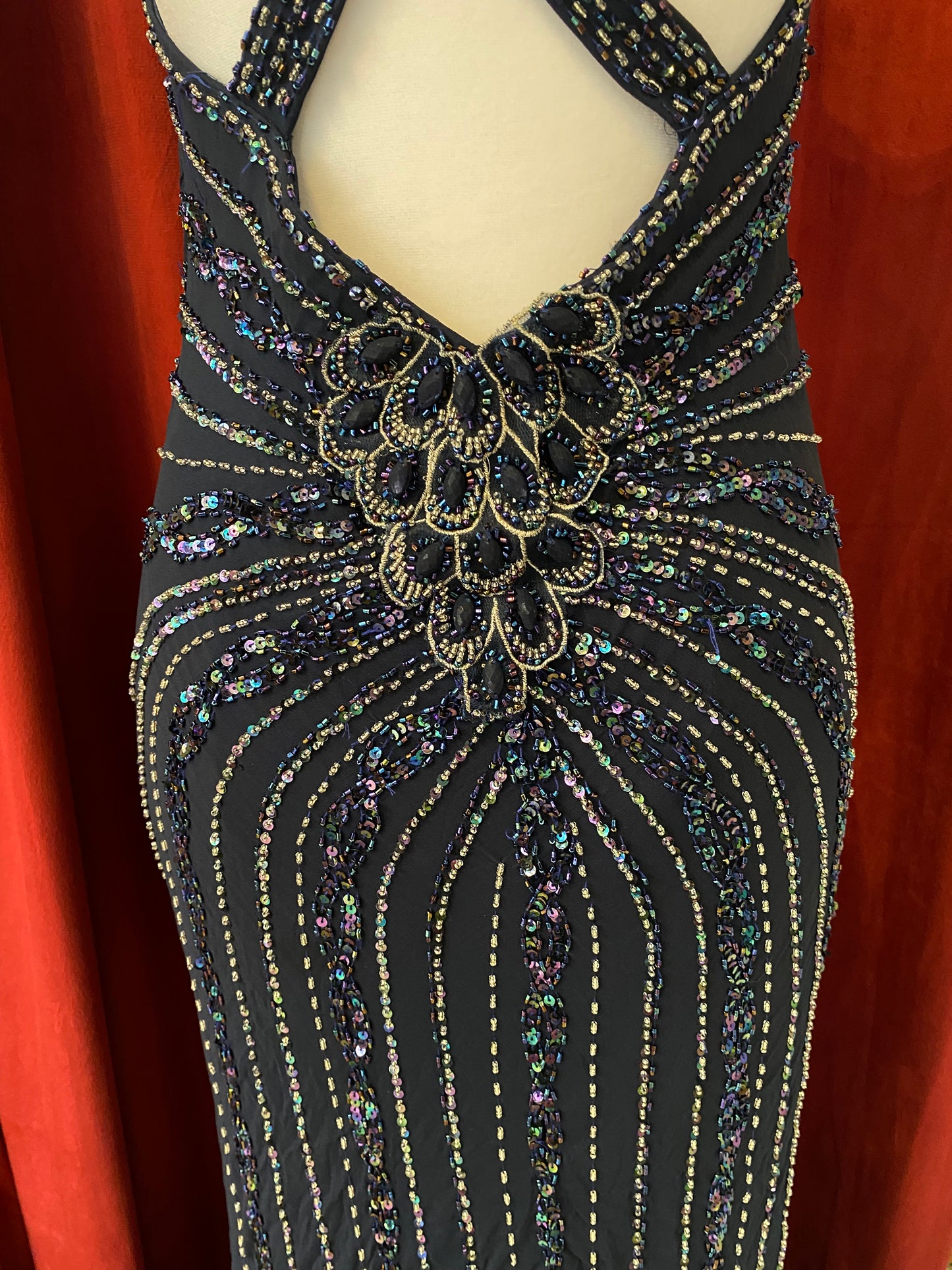 100% silk midnight blue handbeaded gown 🌌