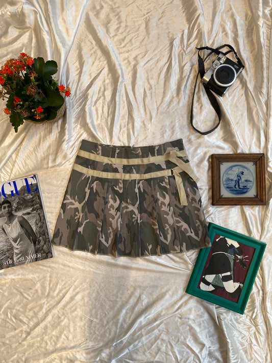Brand new military print pleated mini skirt