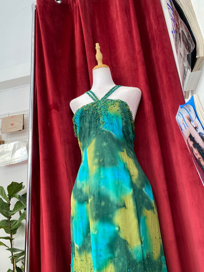 100% silk mermaid handbeaded gown 🧜