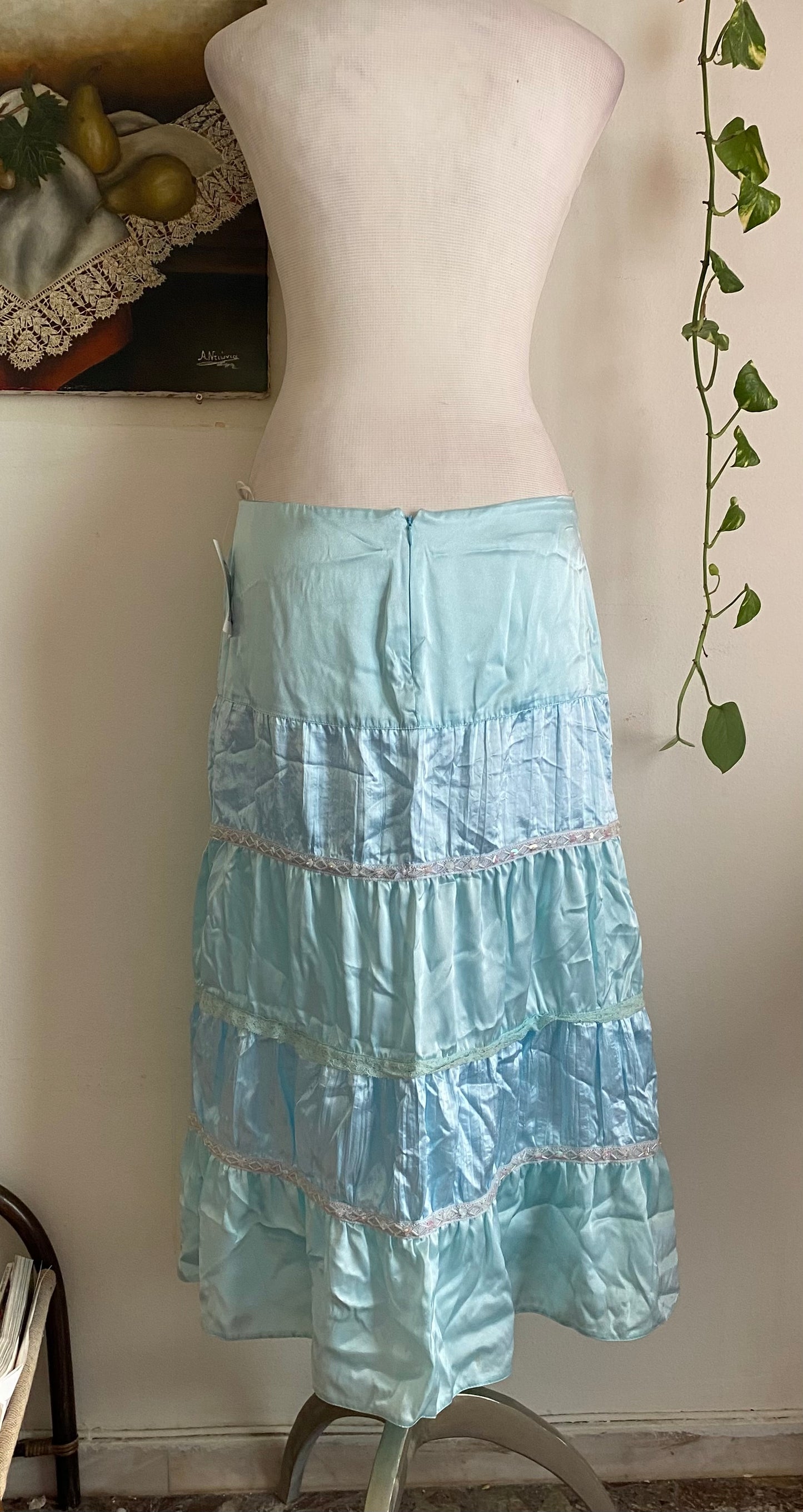 Brand new baby blue maxi skirt with sequin details