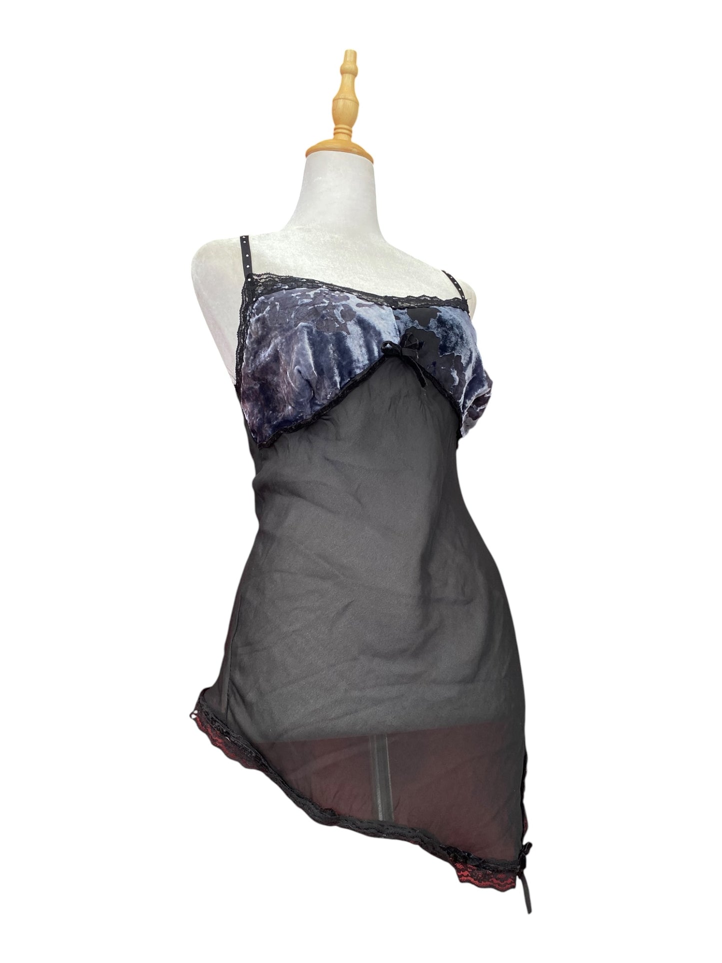 Velvet sheer lingerie top