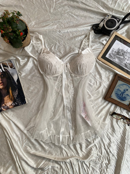 White sequin lace corset ✨